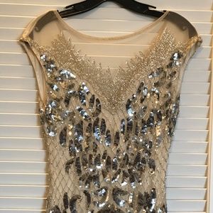 Parker Black Tonia Sequined Silver Gown